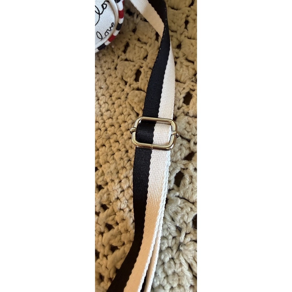 Brighton Love Scroll White Red and Black Canvas Crossbody Bag 8"x5"x2" - Picture 5 of 10